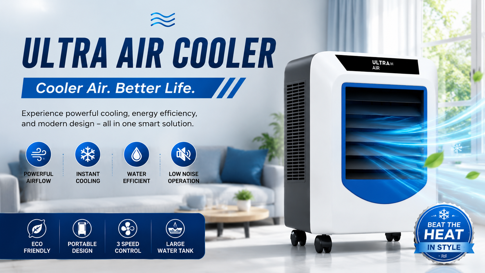 Ultra Air Cooler in a modern living room